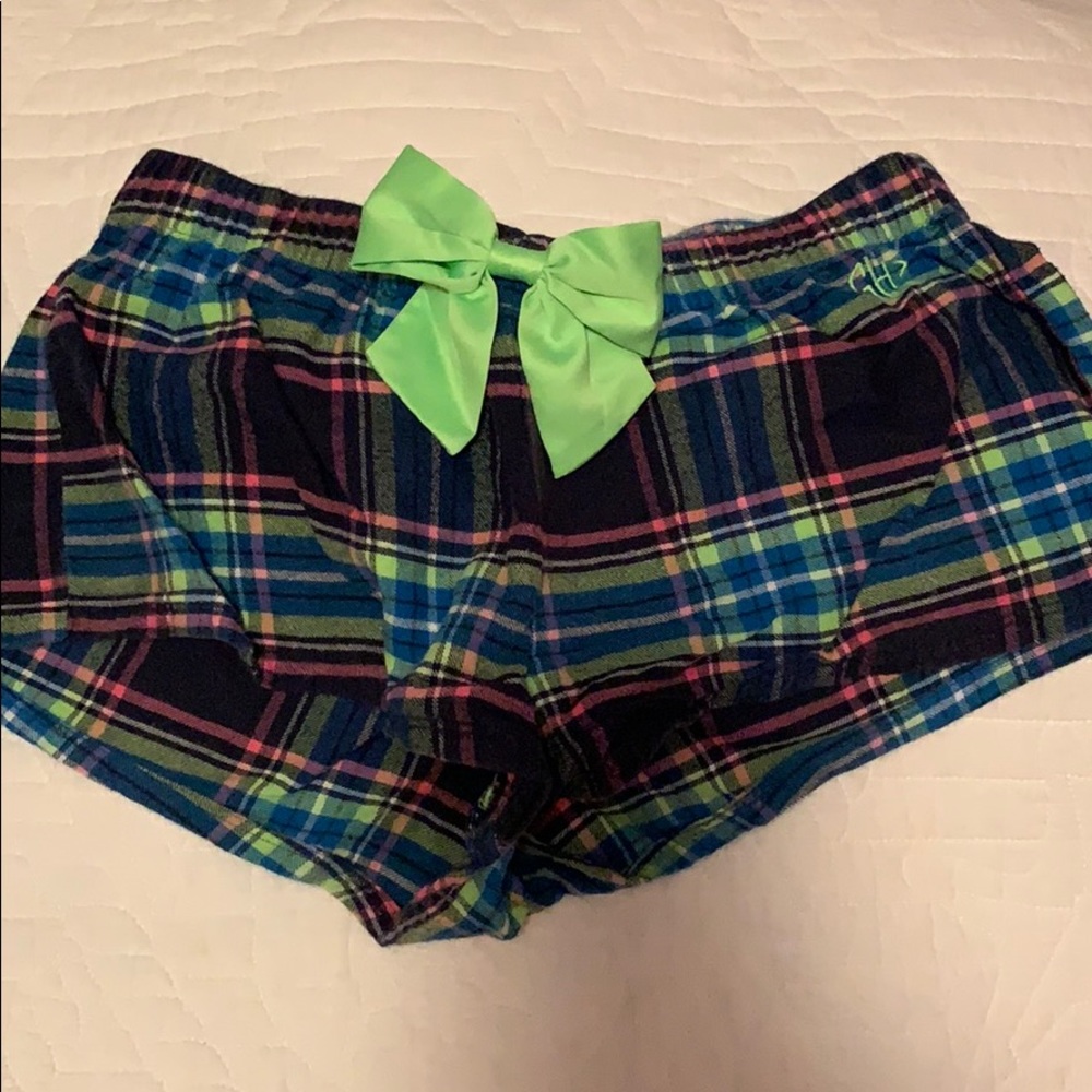 Plaid flannel sleeping shorts